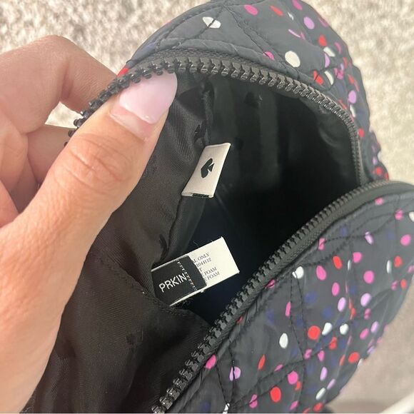 Kate Spade Backpack Women’s Karissa Nylon Quilted Black & Pink Polka Dot Large - Picture 12 of 16